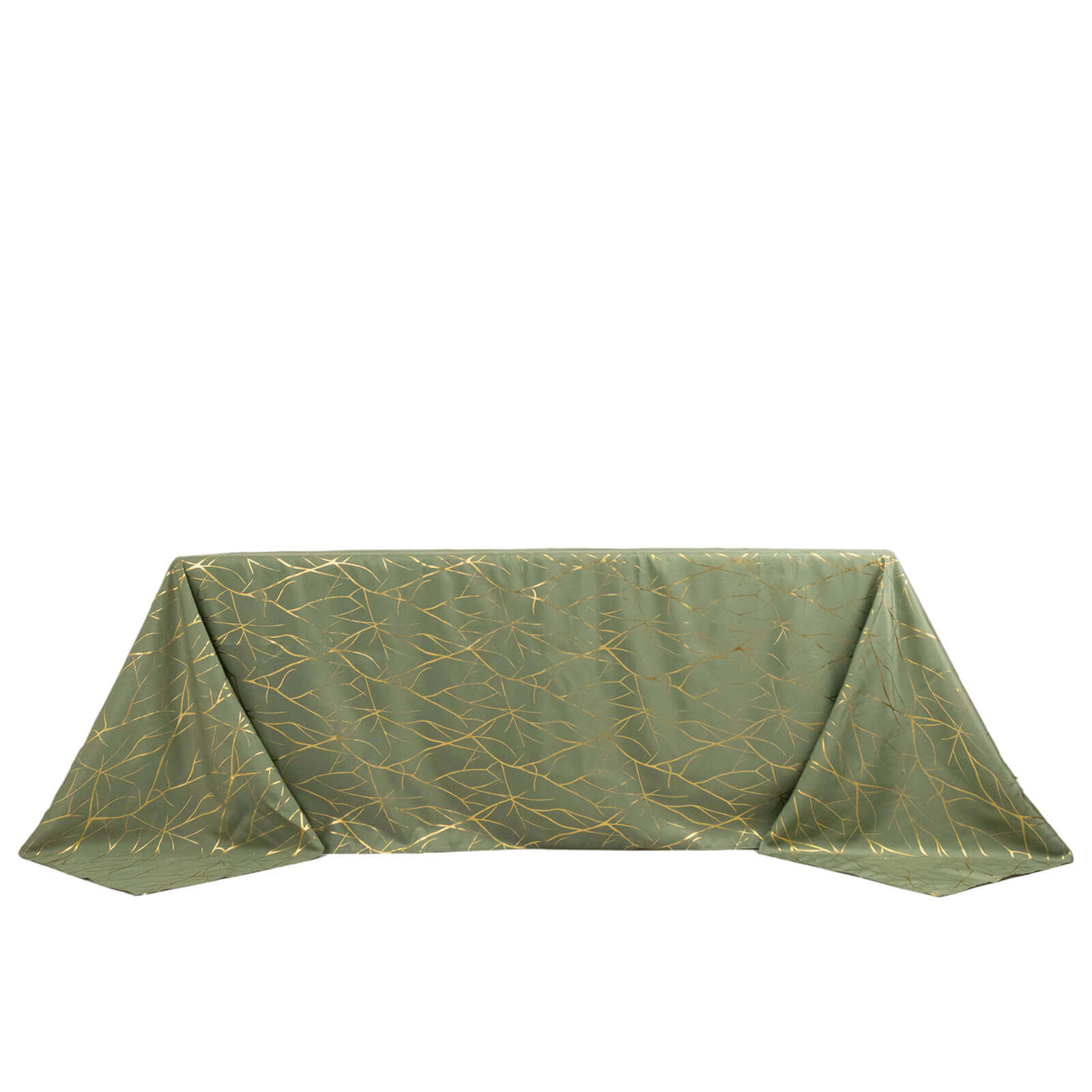 Polyester 90"x132" Rectangle Tablecloth Dusty Sage Green with Gold Foil Tree Branch Pattern - Wrinkle - Resistant Seamless Table Cover - Bell Racket Store