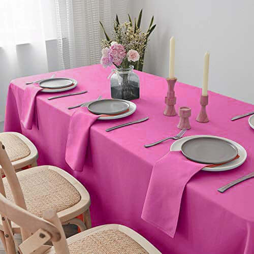 Polyester 90"x132" Rectangle Tablecloth Fuchsia - Seamless Wrinkle - Resistant Table Cover - NestOCart