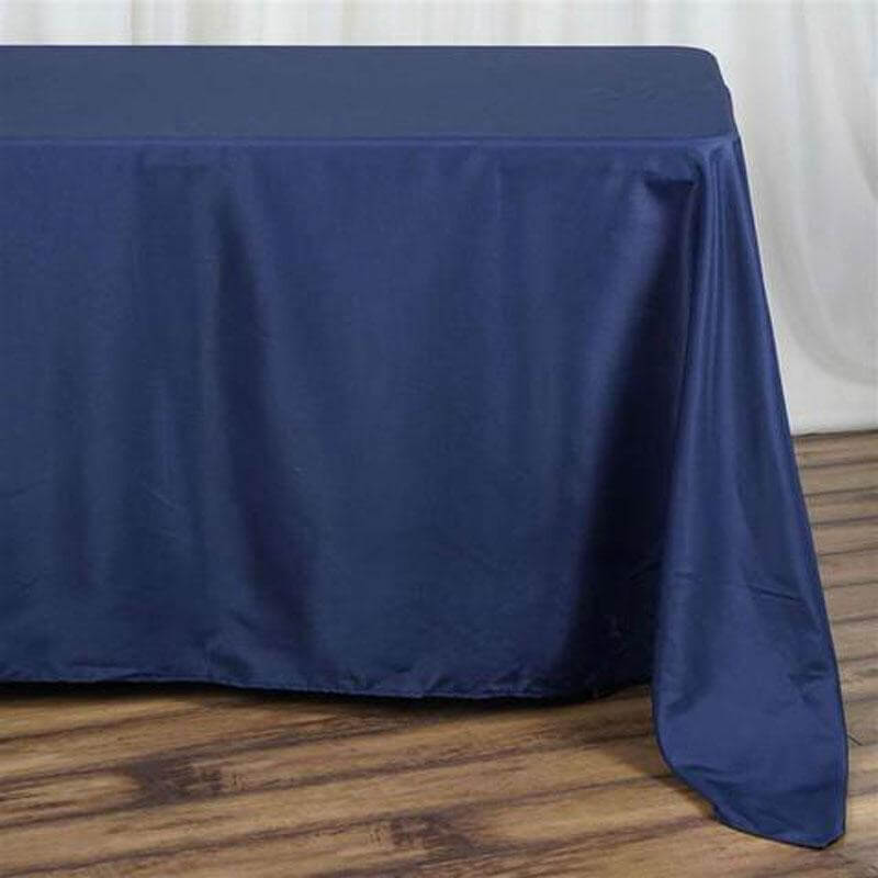 Polyester 90"x132" Rectangle Tablecloth Navy Blue - Seamless Wrinkle - Resistant Table Cover - NestOCart
