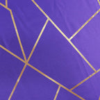 Polyester 90"x132" Rectangle Tablecloth Purple Seamless with Gold Foil Geometric Pattern - Wrinkle - Resistant Seamless Table Cover - Bell Racket Store