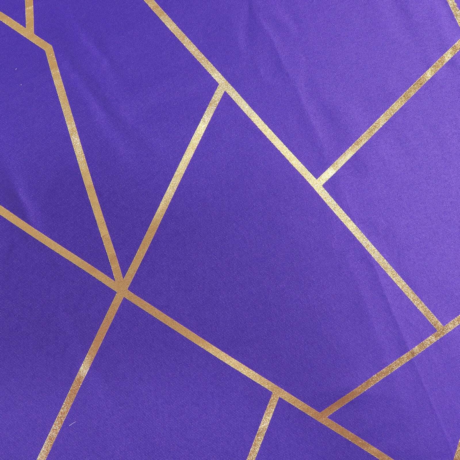 Polyester 90"x132" Rectangle Tablecloth Purple Seamless with Gold Foil Geometric Pattern - Wrinkle - Resistant Seamless Table Cover - Bell Racket Store