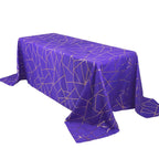 Polyester 90"x132" Rectangle Tablecloth Purple Seamless with Gold Foil Geometric Pattern - Wrinkle - Resistant Seamless Table Cover - Bell Racket Store