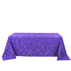 Polyester 90"x132" Rectangle Tablecloth Purple Seamless with Gold Foil Geometric Pattern - Wrinkle - Resistant Seamless Table Cover - Bell Racket Store