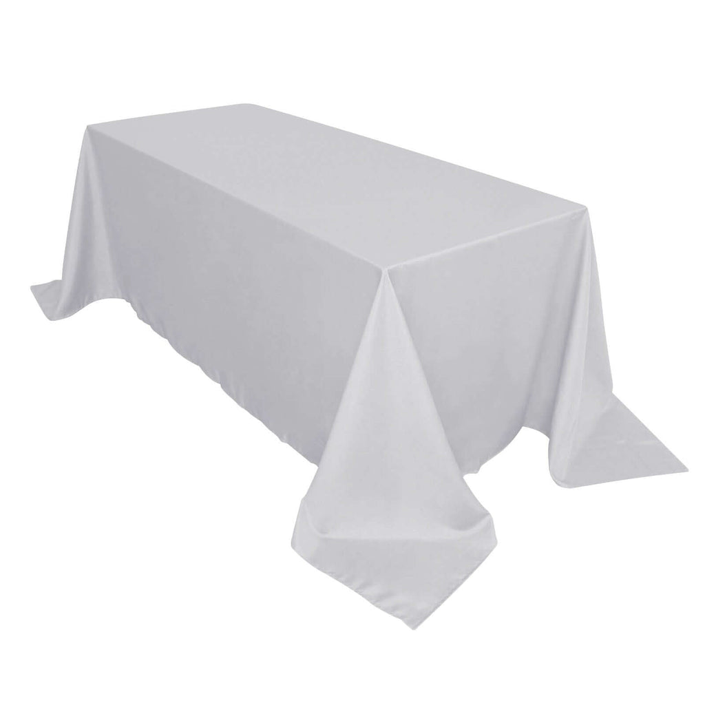 Polyester 90"x132" Rectangle Tablecloth Silver - Seamless Wrinkle-Resistant Table Cover