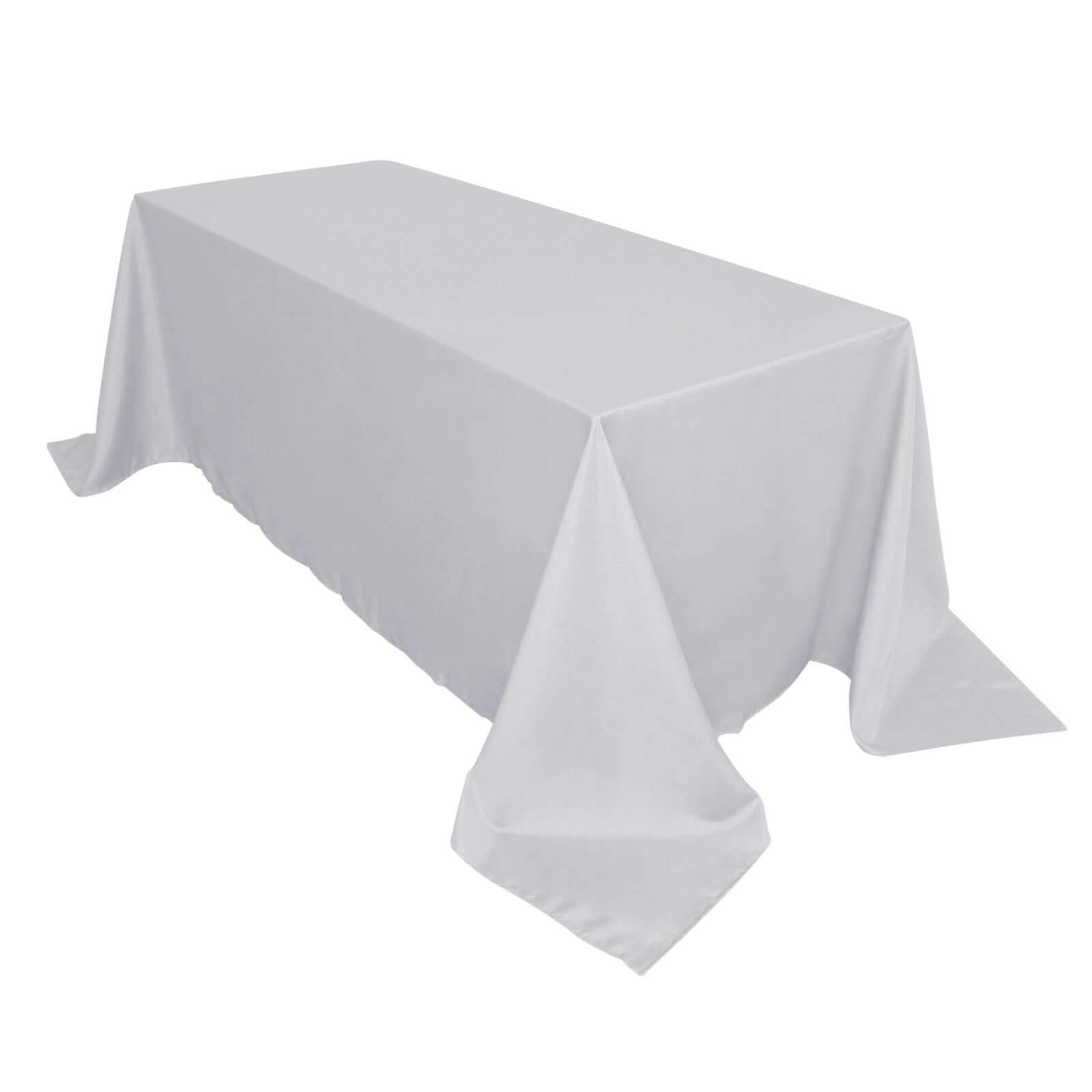 Polyester 90"x132" Rectangle Tablecloth Silver - Seamless Wrinkle-Resistant Table Cover