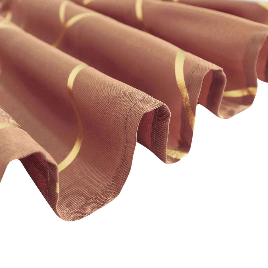 Polyester 90"x132" Rectangle Tablecloth Terracotta (Rust) with Gold Foil Geometric Pattern - Wrinkle - Resistant Seamless Table Cover - Bell Racket Store