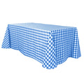 Polyester 90"x132" Rectangle Tablecloth White/Blue - Seamless Checkered Buffalo Plaid Table Cover
