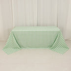 Polyester 90"x132" Rectangle Tablecloth White/Sage Green - Seamless Checkered Buffalo Plaid Table Cover - Bell Racket Store