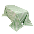 Polyester 90"x132" Rectangle Tablecloth White/Sage Green - Seamless Checkered Buffalo Plaid Table Cover - Bell Racket Store