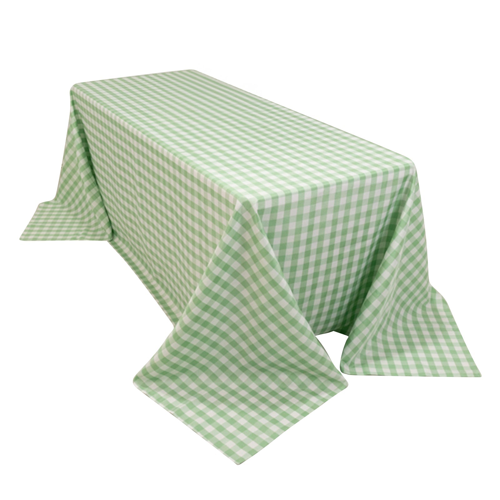 Polyester 90"x132" Rectangle Tablecloth White/Sage Green - Seamless Checkered Buffalo Plaid Table Cover - Bell Racket Store