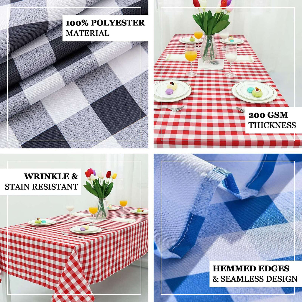 Polyester 90"x132" Rectangle Tablecloth White/Sage Green - Seamless Checkered Buffalo Plaid Table Cover - Bell Racket Store