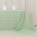 Polyester 90"x132" Rectangle Tablecloth White/Sage Green - Seamless Checkered Buffalo Plaid Table Cover - Bell Racket Store