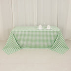 Polyester 90"x132" Rectangle Tablecloth White/Sage Green - Seamless Checkered Buffalo Plaid Table Cover - Bell Racket Store