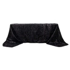 Polyester 90"x156" Rectangle Tablecloth Black Metallic Fringe Shag Tinsel Table Cover - Bell Racket Store