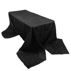 Polyester 90"x156" Rectangle Tablecloth Black Metallic Fringe Shag Tinsel Table Cover - Bell Racket Store