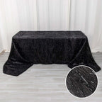 Polyester 90"x156" Rectangle Tablecloth Black Metallic Fringe Shag Tinsel Table Cover - Bell Racket Store