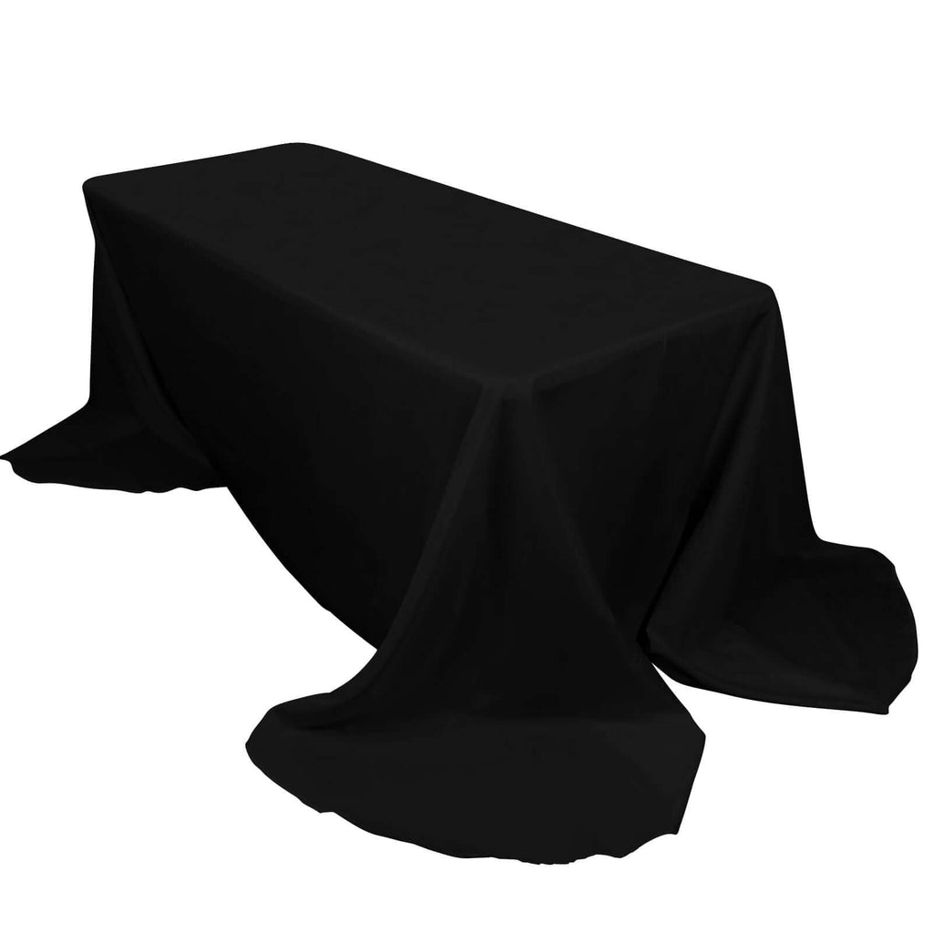 Polyester 90"x156" Rectangle Tablecloth Black - Rounded Corners and Seamless Table Cover