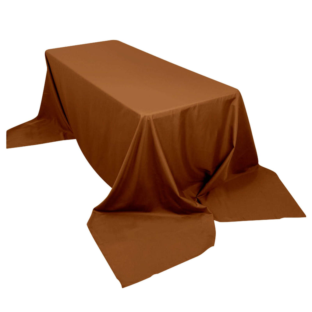 Polyester 90"x156" Rectangle Tablecloth Cinnamon Brown - Seamless Wrinkle - Resistant Table Cover - Bell Racket Store
