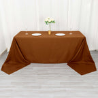 Polyester 90"x156" Rectangle Tablecloth Cinnamon Brown - Seamless Wrinkle - Resistant Table Cover - Bell Racket Store