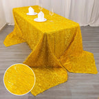 Polyester 90"x156" Rectangle Tablecloth Gold Metallic Fringe Shag Tinsel Design Table Cover for Events Decor - Bell Racket Store
