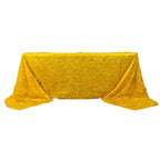 Polyester 90"x156" Rectangle Tablecloth Gold Metallic Fringe Shag Tinsel Design Table Cover for Events Decor - Bell Racket Store