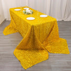 Polyester 90"x156" Rectangle Tablecloth Gold Metallic Fringe Shag Tinsel Design Table Cover for Events Decor - Bell Racket Store