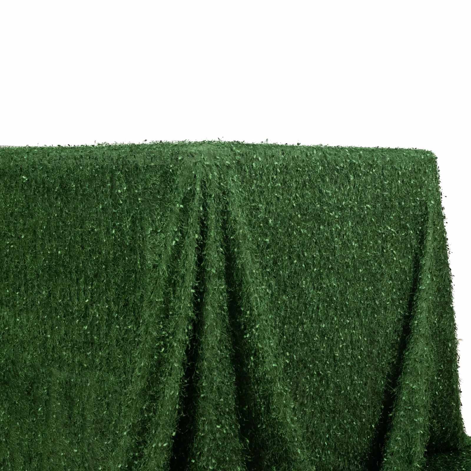 Polyester 90"x156" Rectangle Tablecloth Green with Shaggy Fringe Table Cover - Bell Racket Store