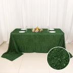 Polyester 90"x156" Rectangle Tablecloth Green with Shaggy Fringe Table Cover - Bell Racket Store