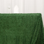 Polyester 90"x156" Rectangle Tablecloth Green with Shaggy Fringe Table Cover - Bell Racket Store