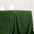 Polyester 90"x156" Rectangle Tablecloth Green with Shaggy Fringe Table Cover - Bell Racket Store