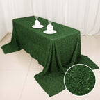 Polyester 90"x156" Rectangle Tablecloth Green with Shaggy Fringe Table Cover - Bell Racket Store