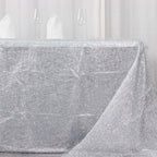Polyester 90"x156" Rectangle Tablecloth Silver Metallic Fringe Shag Tinsel Table Cover - Bell Racket Store