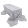 Polyester 90"x156" Rectangle Tablecloth Silver Metallic Fringe Shag Tinsel Table Cover - Bell Racket Store