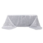 Polyester 90"x156" Rectangle Tablecloth Silver Metallic Fringe Shag Tinsel Table Cover - Bell Racket Store