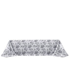 Polyester 90"x156" Rectangle Tablecloth White - Seamless Black French Toile Pattern for Grand Occasions - Bell Racket Store