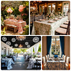 Polyester 90"x156" Rectangle Tablecloth White - Seamless Blue French Toile Pattern for Chic Weddings - Bell Racket Store