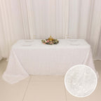 Polyester 90"x156" Rectangle Tablecloth White with Shaggy Fringe Design - Stylish Table Cover - Bell Racket Store