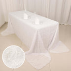 Polyester 90"x156" Rectangle Tablecloth White with Shaggy Fringe Design - Stylish Table Cover - Bell Racket Store