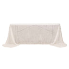 Polyester 90"x156" Rectangle Tablecloth White with Shaggy Fringe Design - Stylish Table Cover - Bell Racket Store