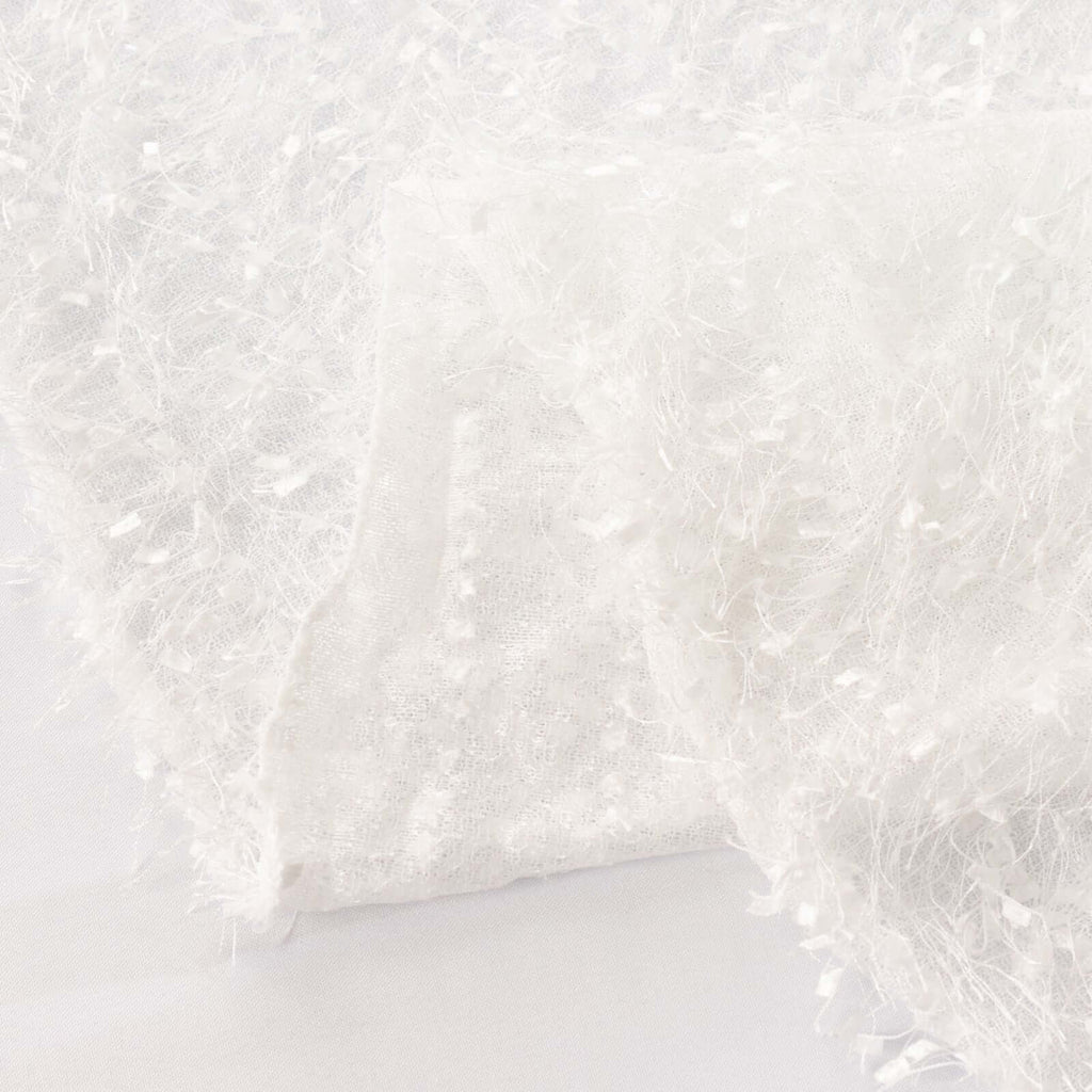 Polyester 90"x156" Rectangle Tablecloth White with Shaggy Fringe Design - Stylish Table Cover - Bell Racket Store