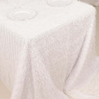 Polyester 90"x156" Rectangle Tablecloth White with Shaggy Fringe Design - Stylish Table Cover - Bell Racket Store