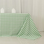 Polyester 90"x156" Rectangle Tablecloth White/Sage Green - Seamless Checkered Buffalo Plaid Table Cover - Bell Racket Store