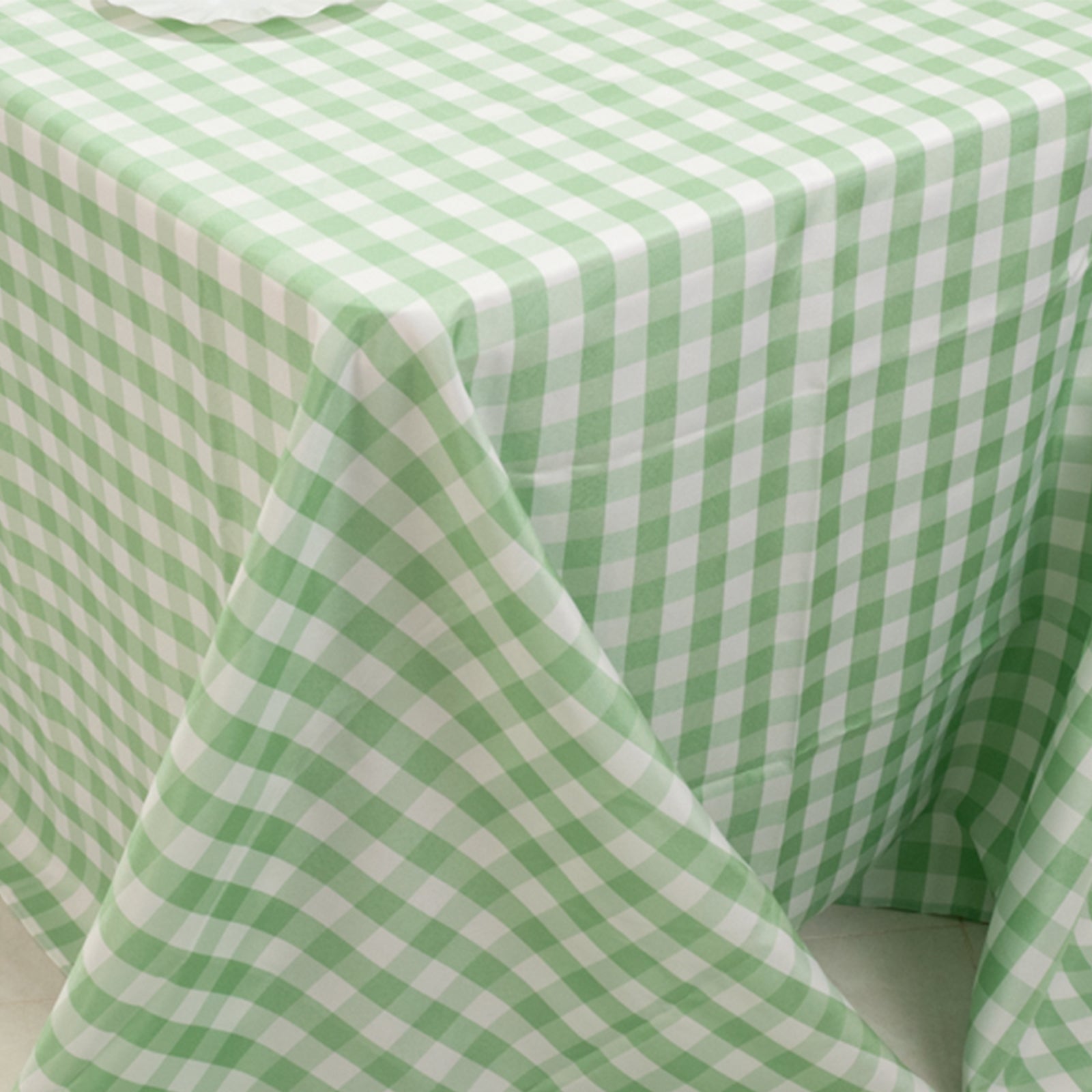 Polyester 90"x156" Rectangle Tablecloth White/Sage Green - Seamless Checkered Buffalo Plaid Table Cover - Bell Racket Store