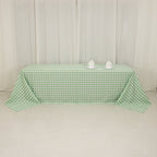 Polyester 90"x156" Rectangle Tablecloth White/Sage Green - Seamless Checkered Buffalo Plaid Table Cover - Bell Racket Store