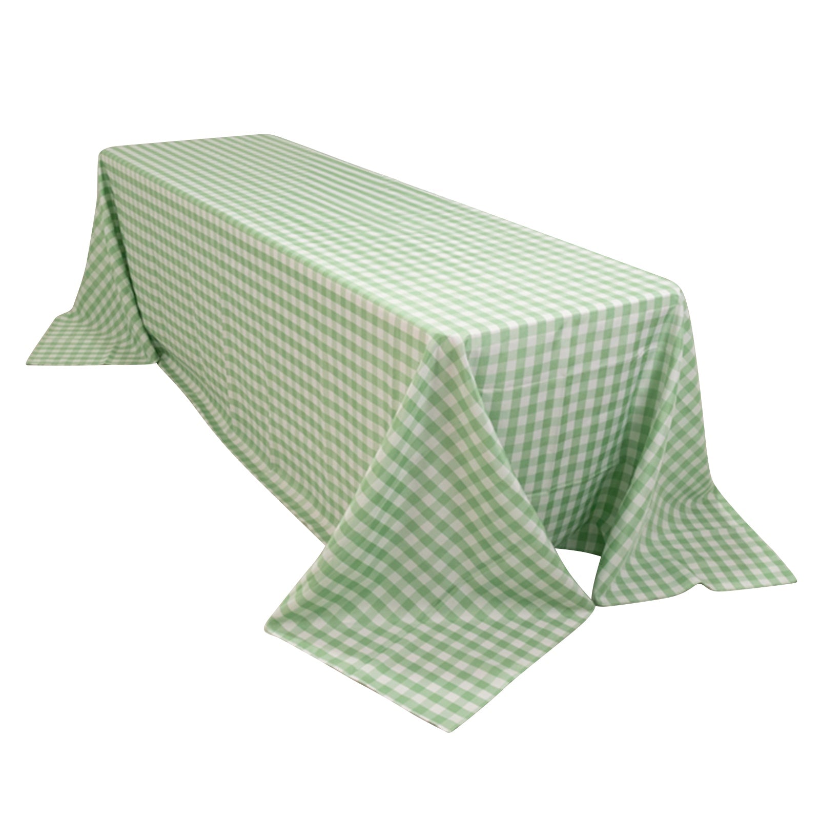 Polyester 90"x156" Rectangle Tablecloth White/Sage Green - Seamless Checkered Buffalo Plaid Table Cover - Bell Racket Store