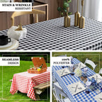 Polyester 90"x156" Rectangle Tablecloth White/Sage Green - Seamless Checkered Buffalo Plaid Table Cover - Bell Racket Store