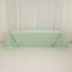 Polyester 90"x156" Rectangle Tablecloth White/Sage Green - Seamless Checkered Buffalo Plaid Table Cover - Bell Racket Store