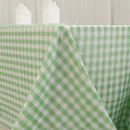 Polyester 90"x156" Rectangle Tablecloth White/Sage Green - Seamless Checkered Buffalo Plaid Table Cover - Bell Racket Store