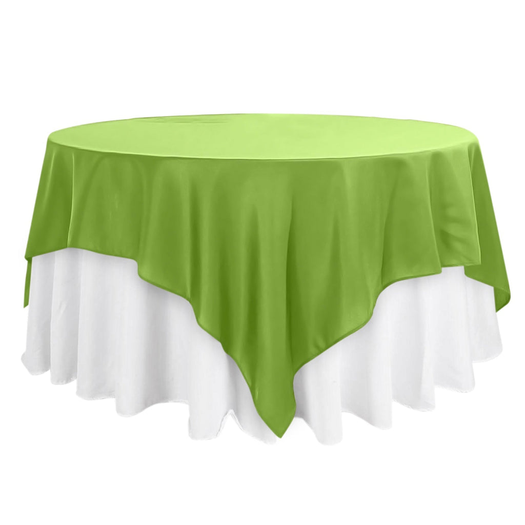 Polyester 90"x90" Table Overlay Square Tablecloth Apple Green - Wrinkle-Resistant & Durable Table Cover