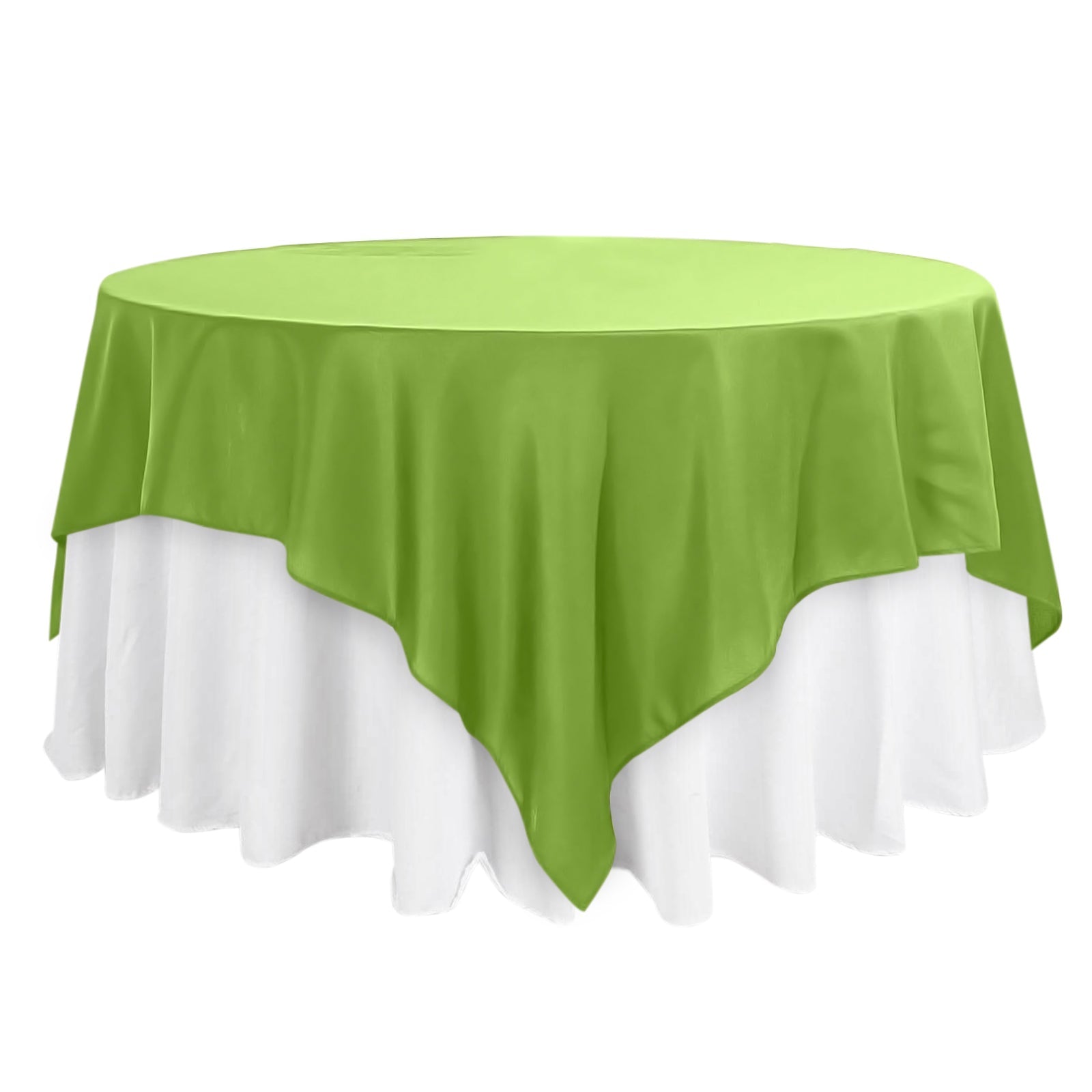 Polyester 90"x90" Table Overlay Square Tablecloth Apple Green - Wrinkle-Resistant & Durable Table Cover